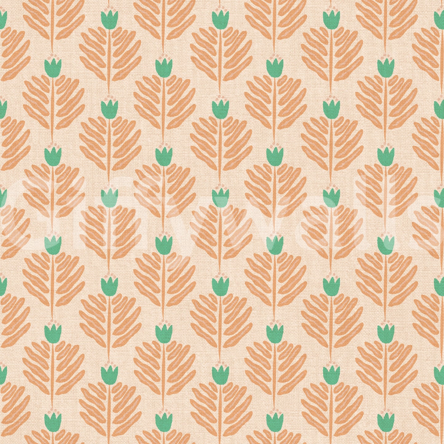 Jewel jungle-inspired peach chunky plant wallpaper for bold interiors

