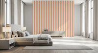 Peach & Cream Stripes Wallpaper with precise vertical stripe alignment.