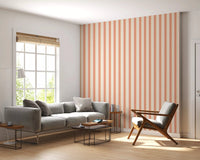 Vertical peach and beige Peach & Cream Stripes Wallpaper for hallway.