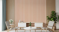 Symmetrical Peach & Cream Stripes Wallpaper in warm pastel tones.
