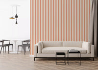 Peach & Cream Stripes Wallpaper creates a clean linear aesthetic.