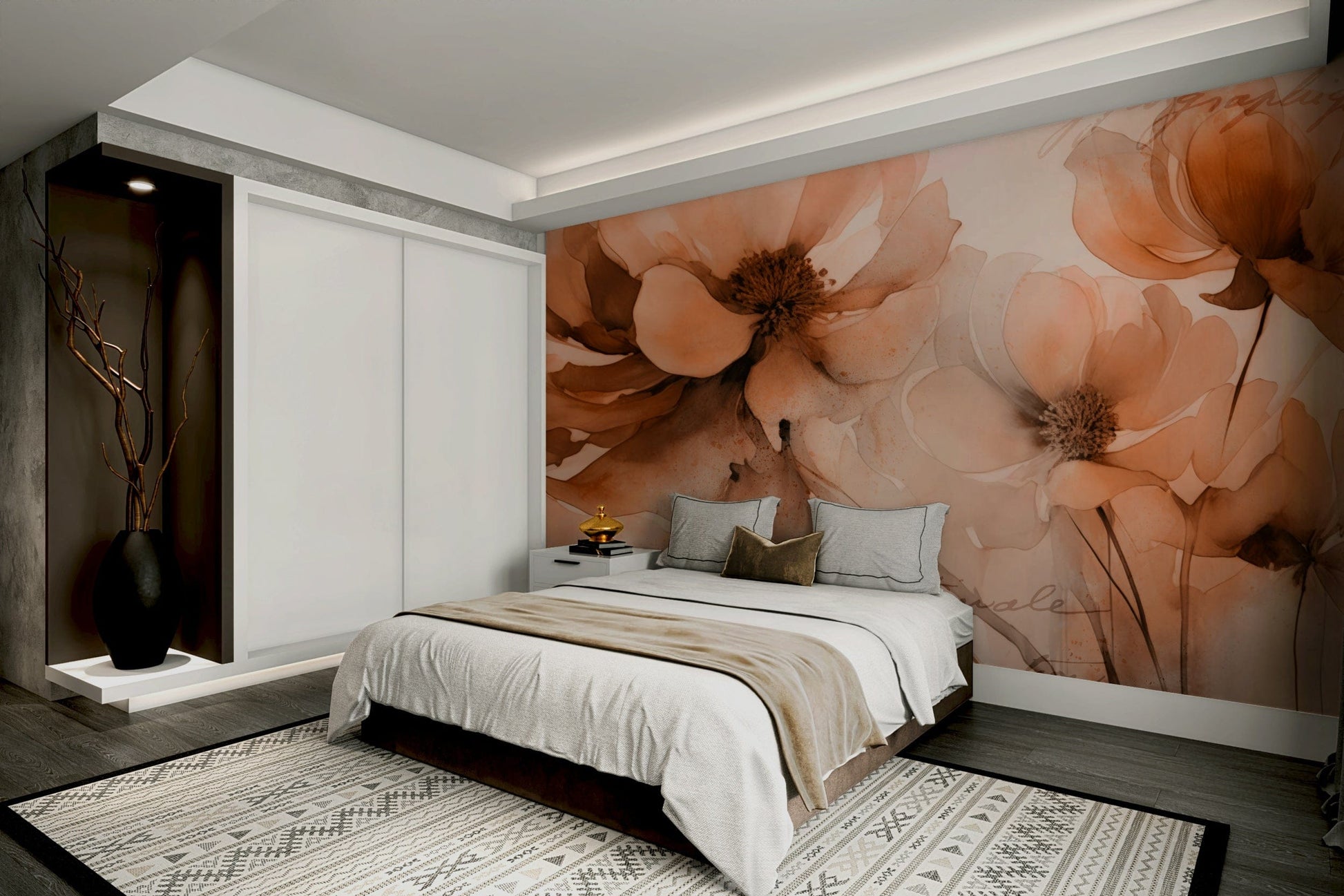 The background is a soft, muted color that complements the blossoms.
