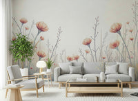 Radiant Whispering Blooms wallpaper captures light-filled outdoor scene wall mural.