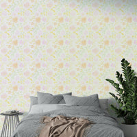 A graceful subtle bloom wall mural in cool, natural tones.

