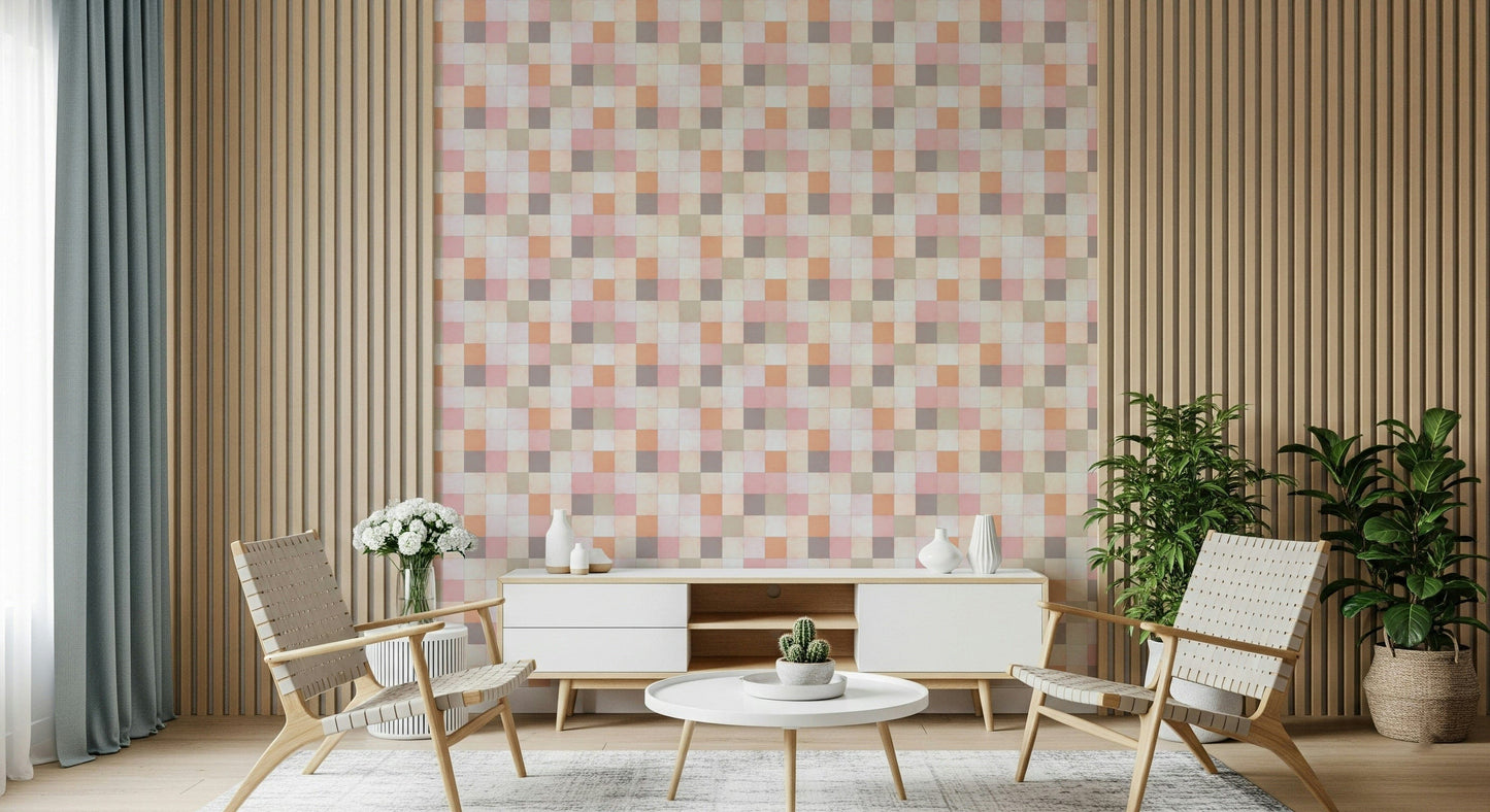 Soft Mosaic Tiles ‚Äì Peach Glow Wallpaper‚Å†