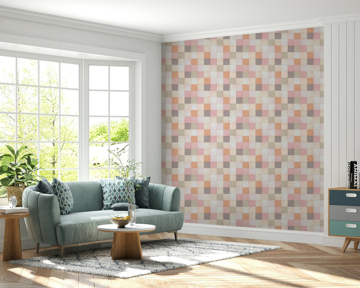 Soft Mosaic Tiles ‚Äì Peach Glow Wallpaper‚Å†