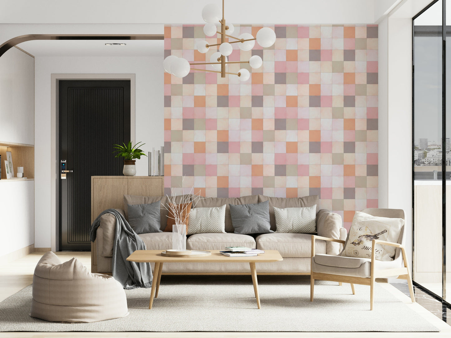 Soft Mosaic Tiles ‚Äì Peach Glow Wallpaper‚Å†