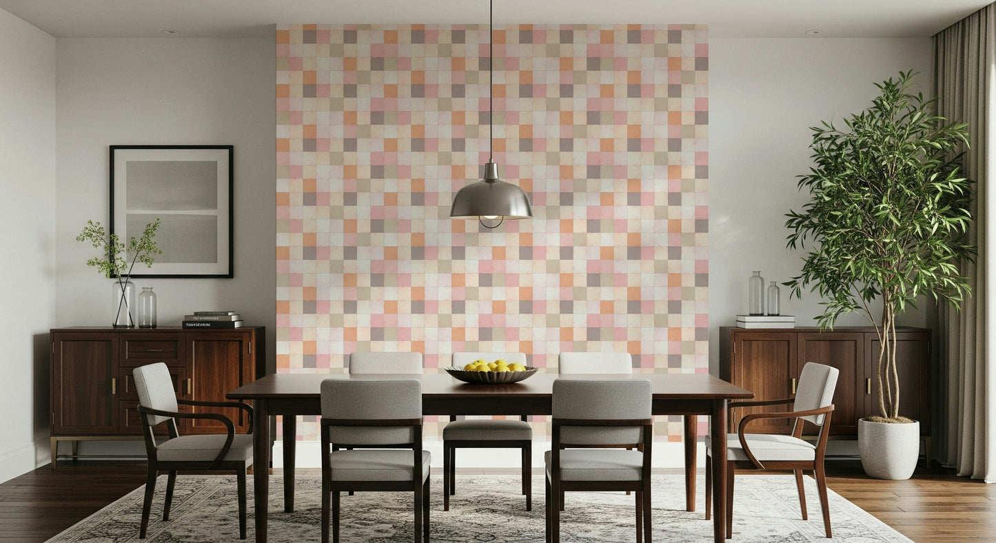 Soft Mosaic Tiles ‚Äì Peach Glow Wallpaper‚Å†