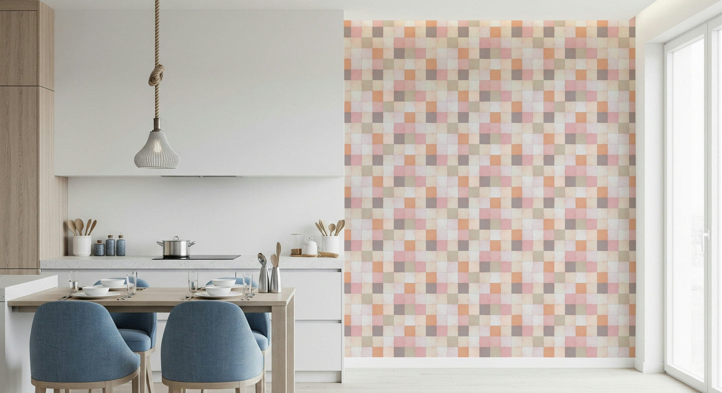 Soft Mosaic Tiles ‚Äì Peach Glow Wallpaper‚Å†