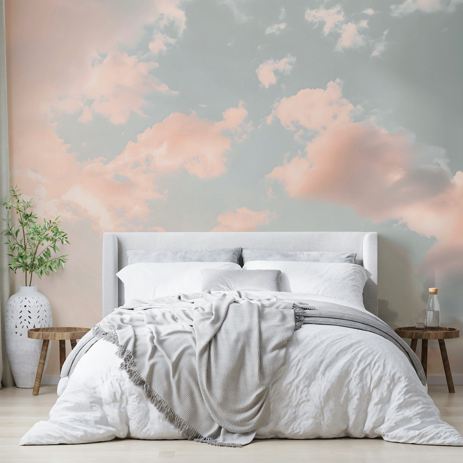 Scenic wallpaper with cartoon shapes and colors

