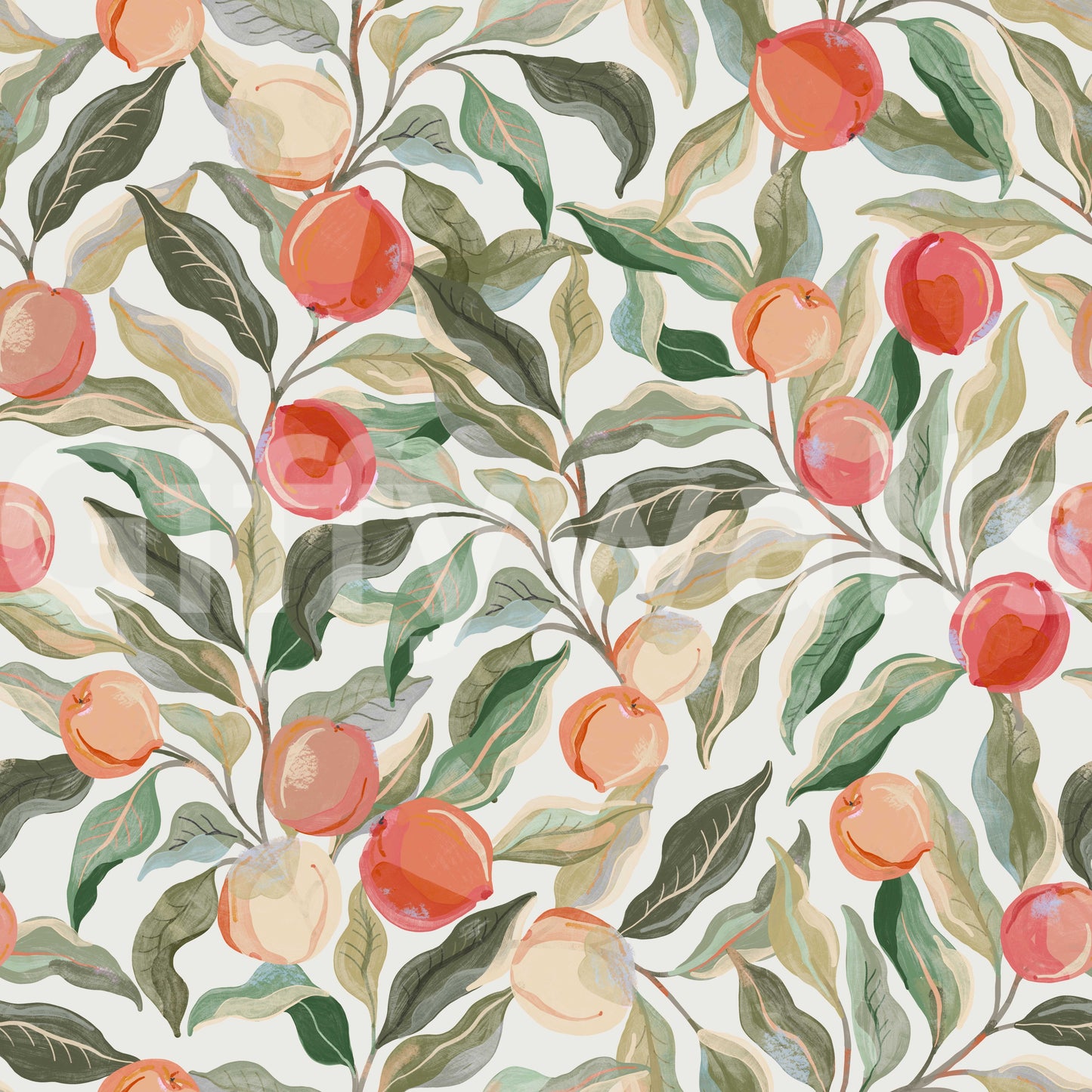 Peaches  Painterly Cherries Wallpaper⁠