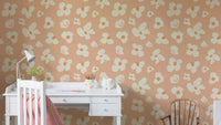 Artistic peach floral wallpaper for stylish interiors

