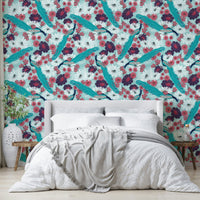 Nature-inspired wallpaper with peacocks

