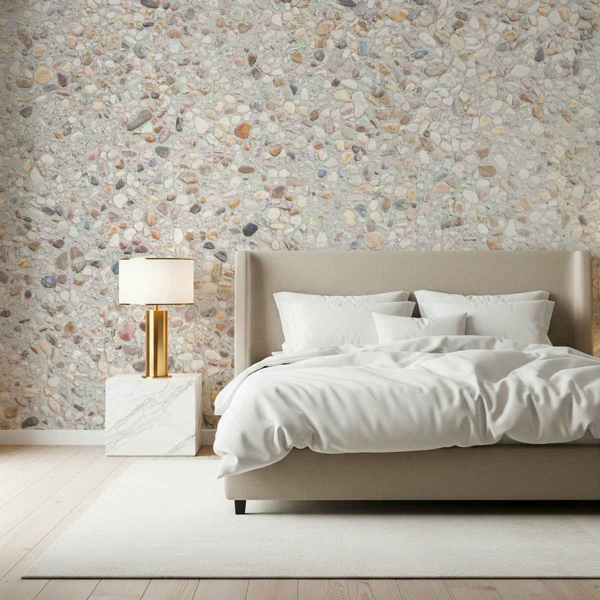 Smooth shoreline stone feel in Pebble Beach Texture Wall Mural natural finish