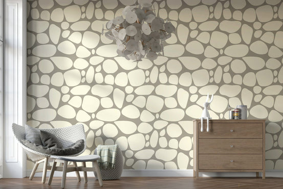 Pebble pattern wallpaper in soft beige