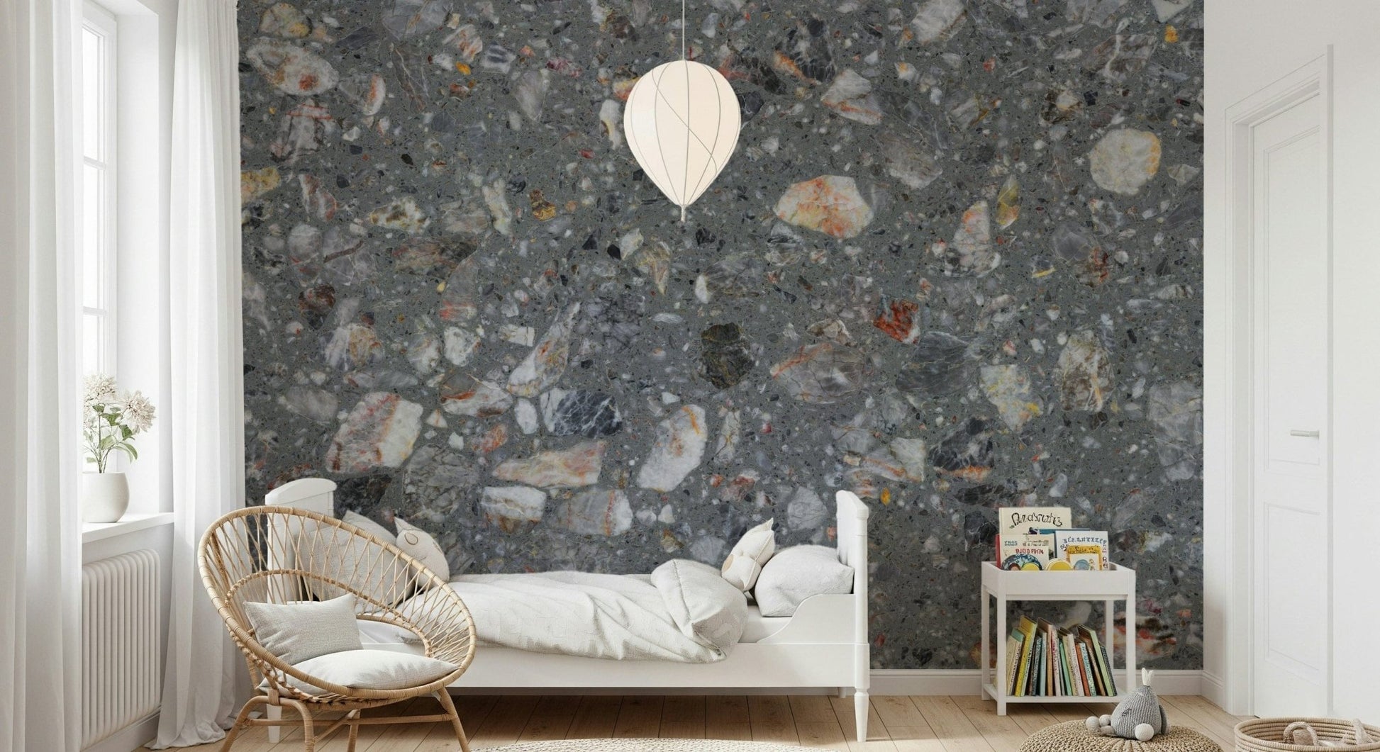 Pebble Stone Harmony detailed wallpaper modern concrete style.