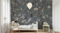 Pebble Stone Harmony detailed wallpaper modern concrete style.