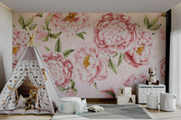 Wall mural with a peony blush blooms garden pattern.

