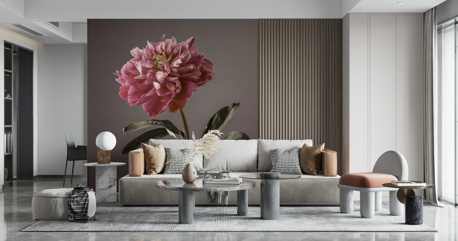 Peony Blush majestic floral design on peel and stick covering.