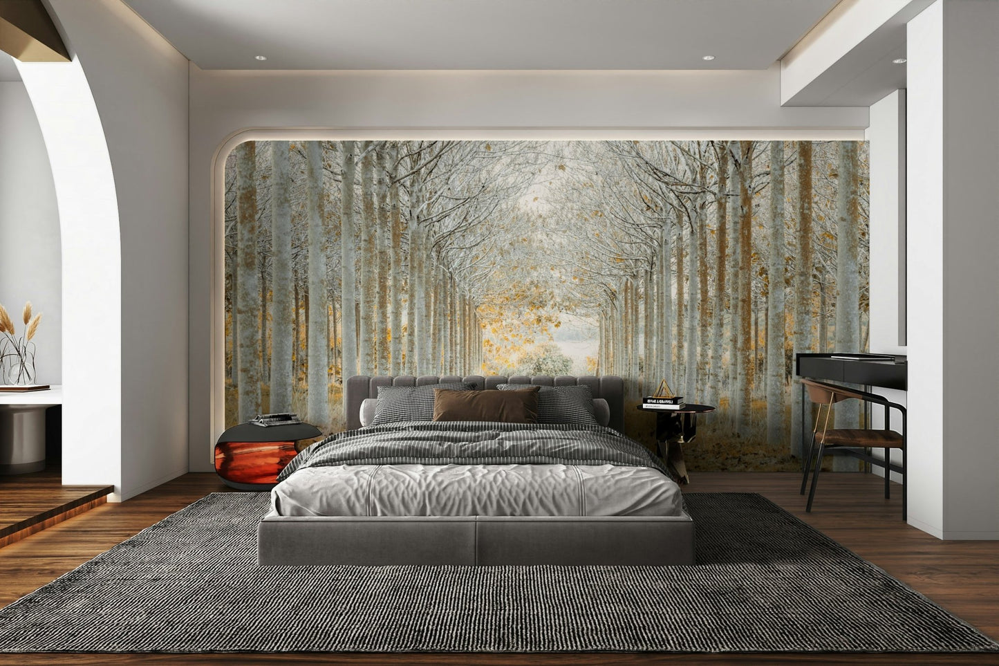 Tranquil tree path mural

