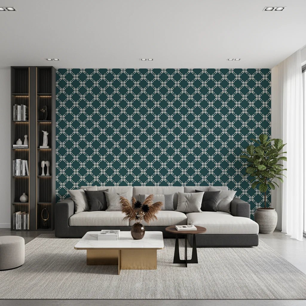 Petal Lattice Wallpaper - Elegant Floral Geometric Design
