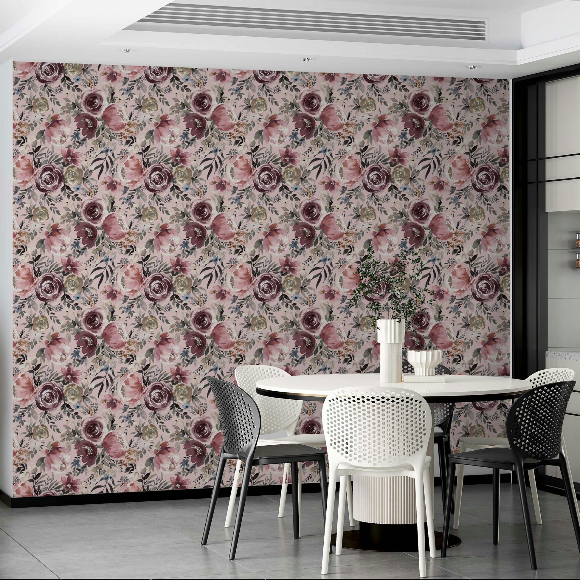Soft floral wallpaper featuring pastel peonies

