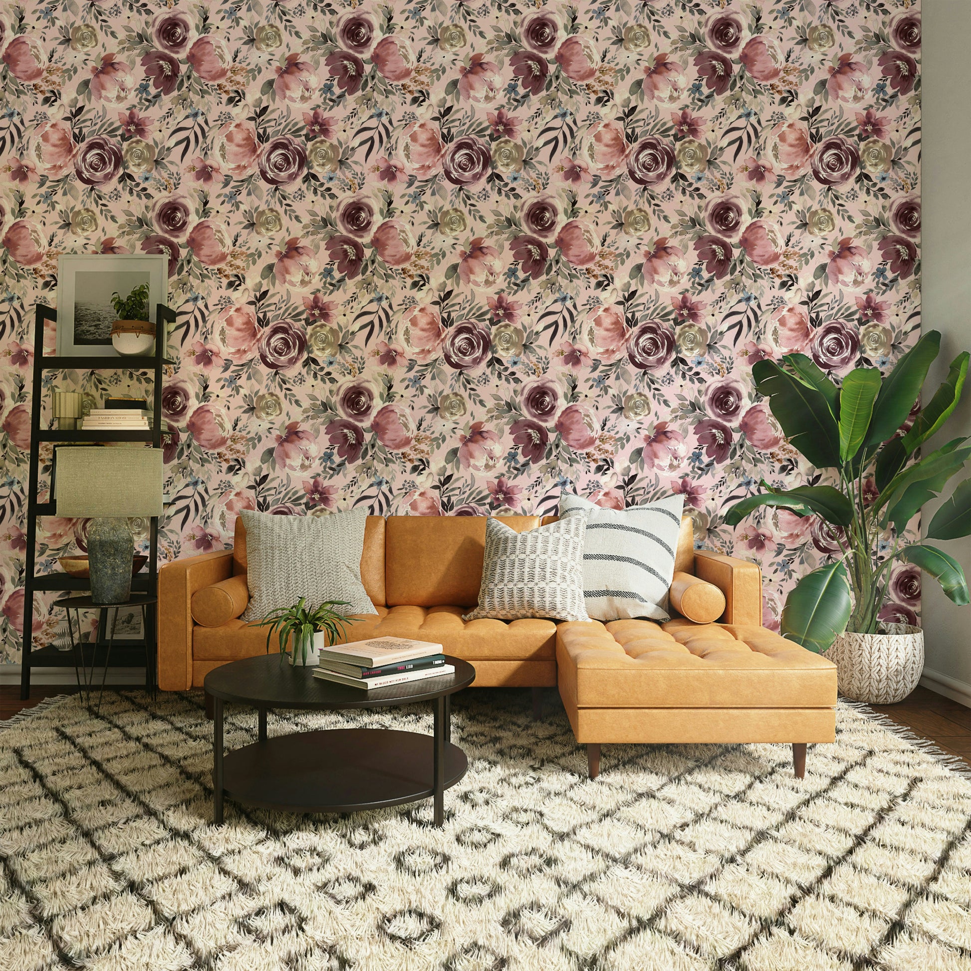 Delicate pastel floral wallpaper with peony petals

