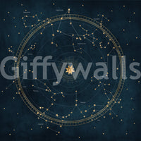 Petrol Astro Wheel Mural with star and planetary motifs.

