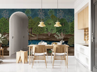 Pichwai Forest Divine Grace Wall Mural with intricate bovine illustrations