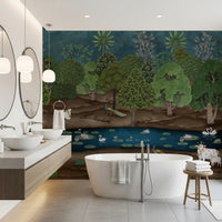Pichwai Forest Divine Grace Wall Mural includes blooming flora
