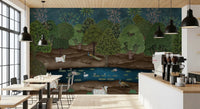 Vibrant wildlife featured in Pichwai  Divine Grace Wall Mural