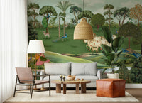 Pichwai Pastures wall mural for dining area with cultural Indian art detailing