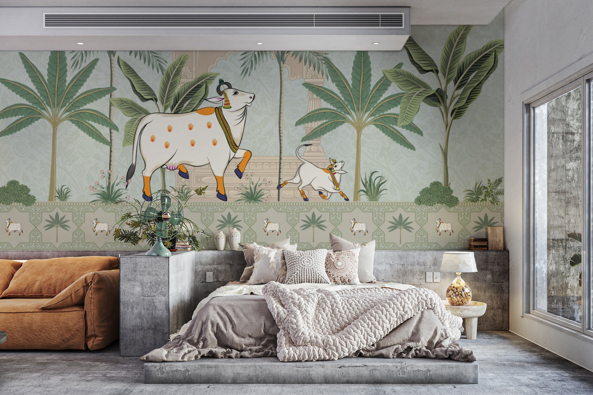 Pichwai Sacred Cow haunted wallpaper for walls