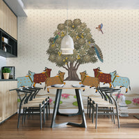 Pichwai Sacred Cows Mango Tree Mural for living room

