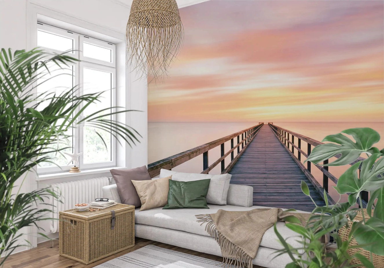 Pier to Dreams wall mural for modern apartment living room wall decor.