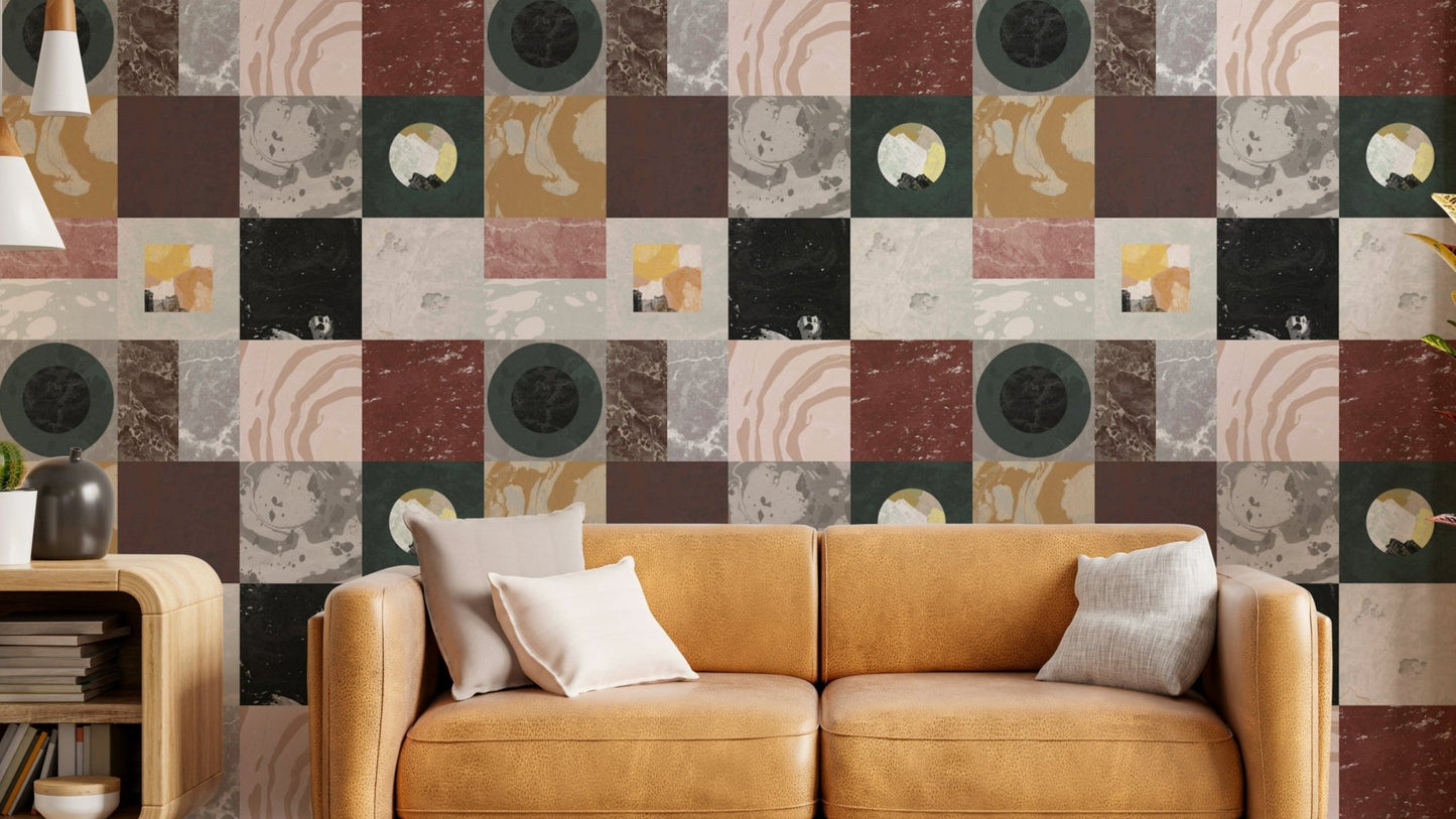 Neutral-toned wallpaper inspired by natural stone

