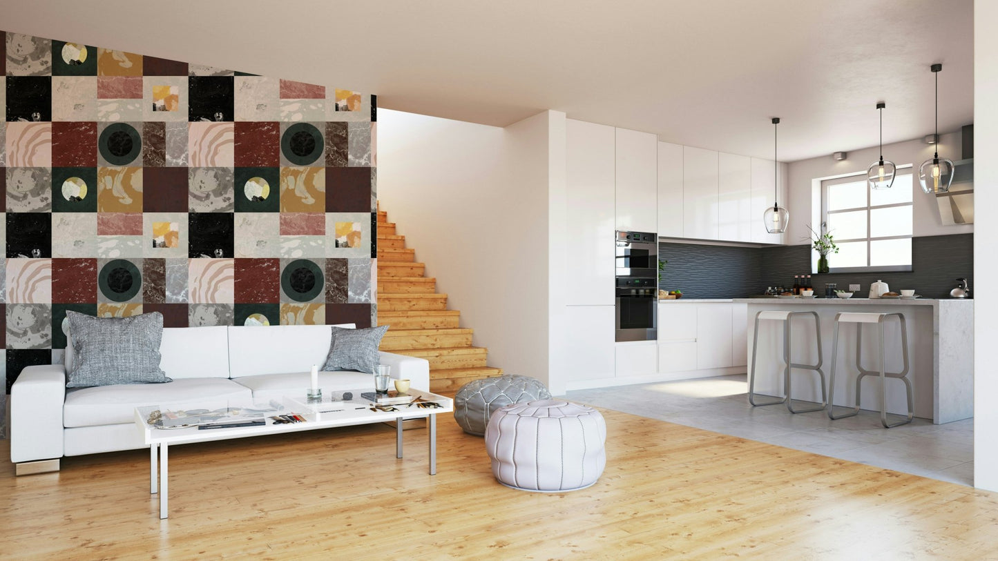 Earthy faux-stone wallpaper for luxury interiors

