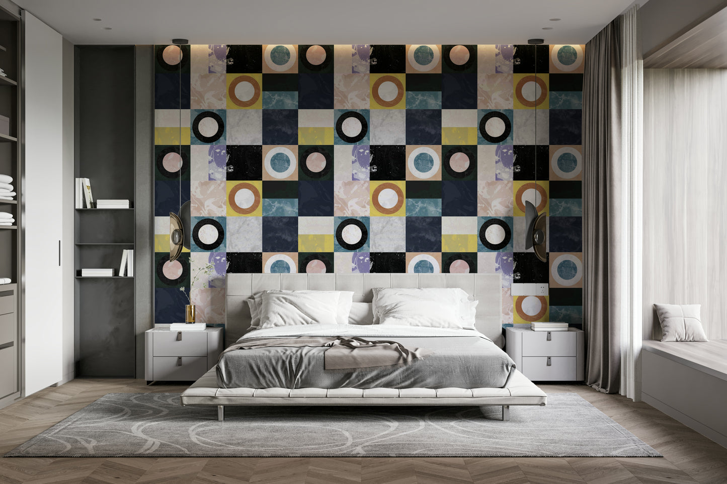 Natural stone-look wallpaper for modern interiors

