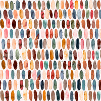 Scandi mural featuring warm-toned pill design.

