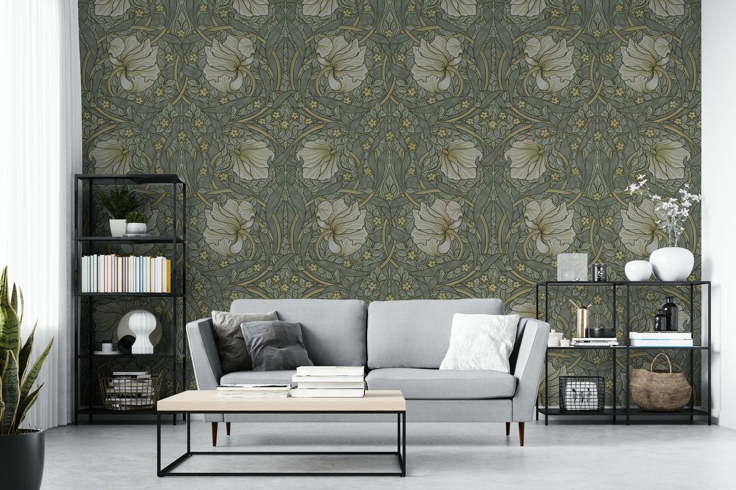 Refined floral wallpaper for interiors

