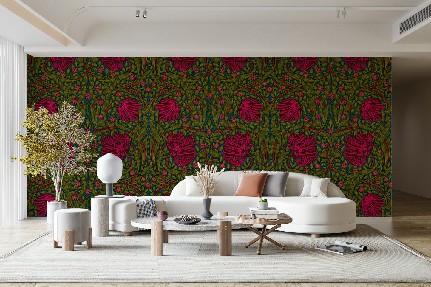 Traditional botanical wallpaper design

