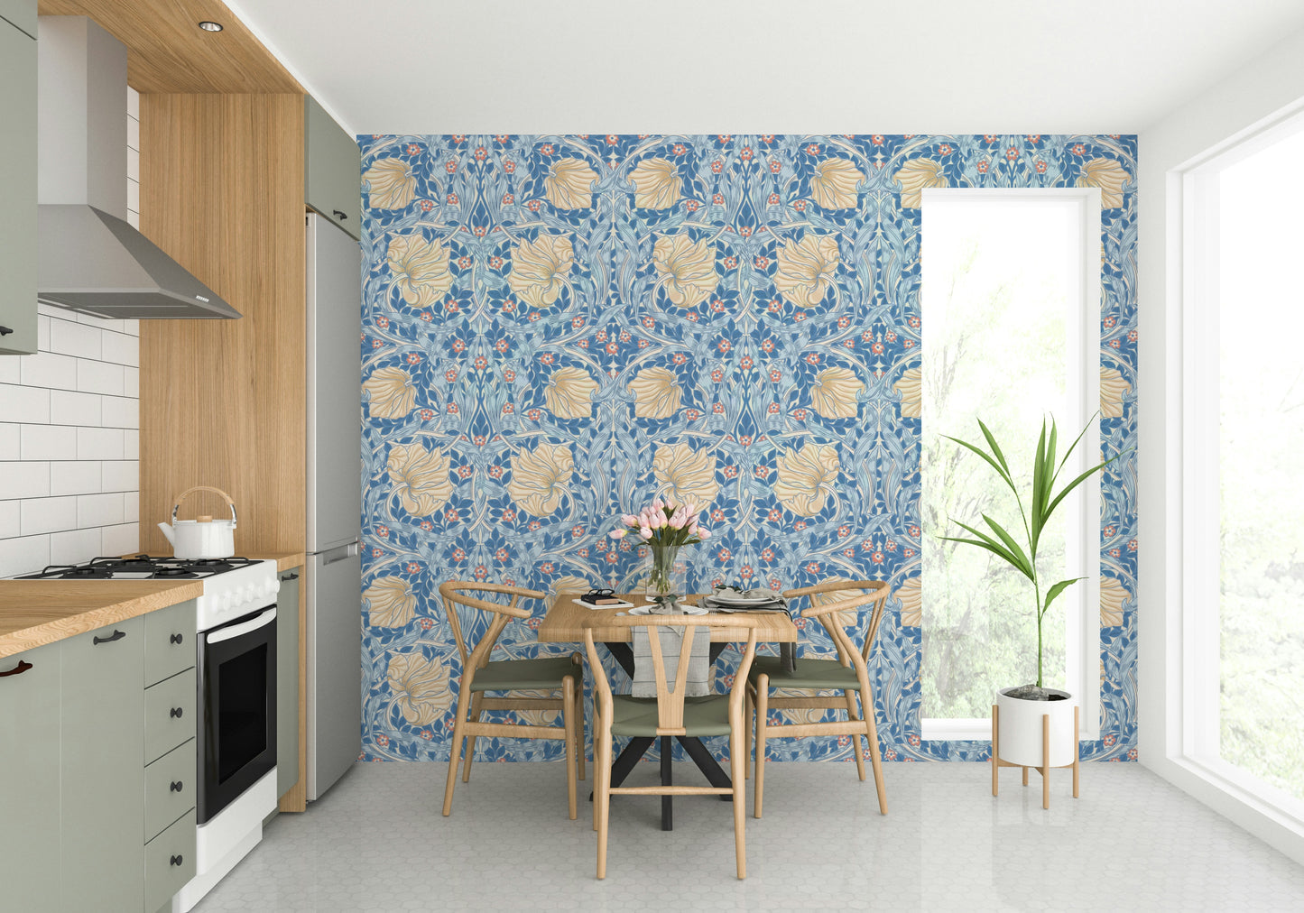 Handcrafted William Morris wallpaper

