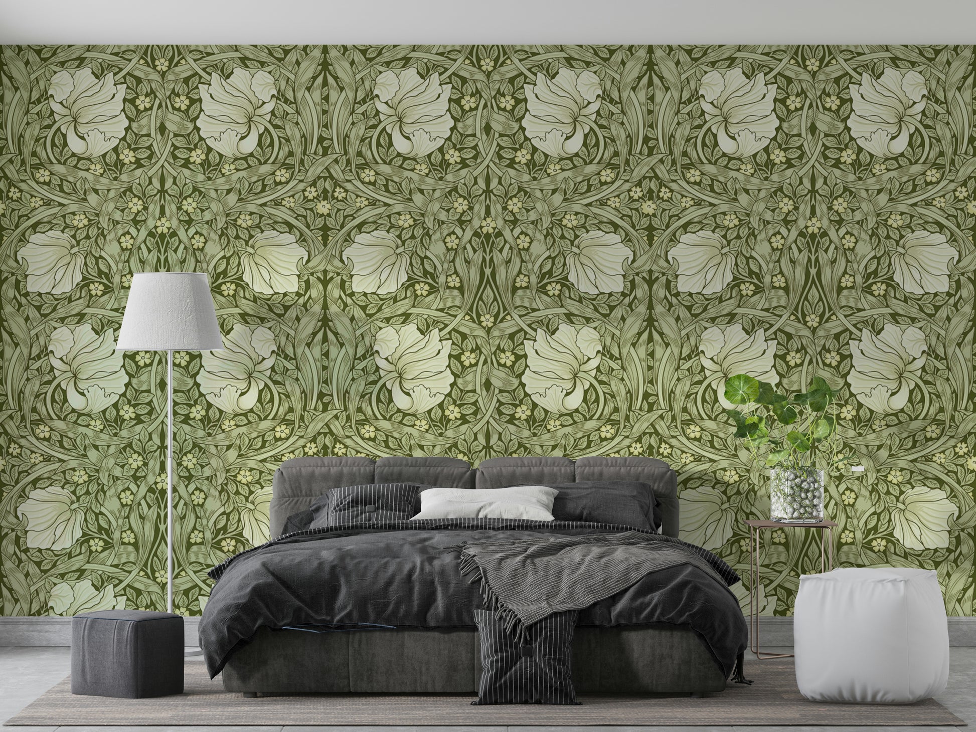 Traditional botanical wallpaper design


