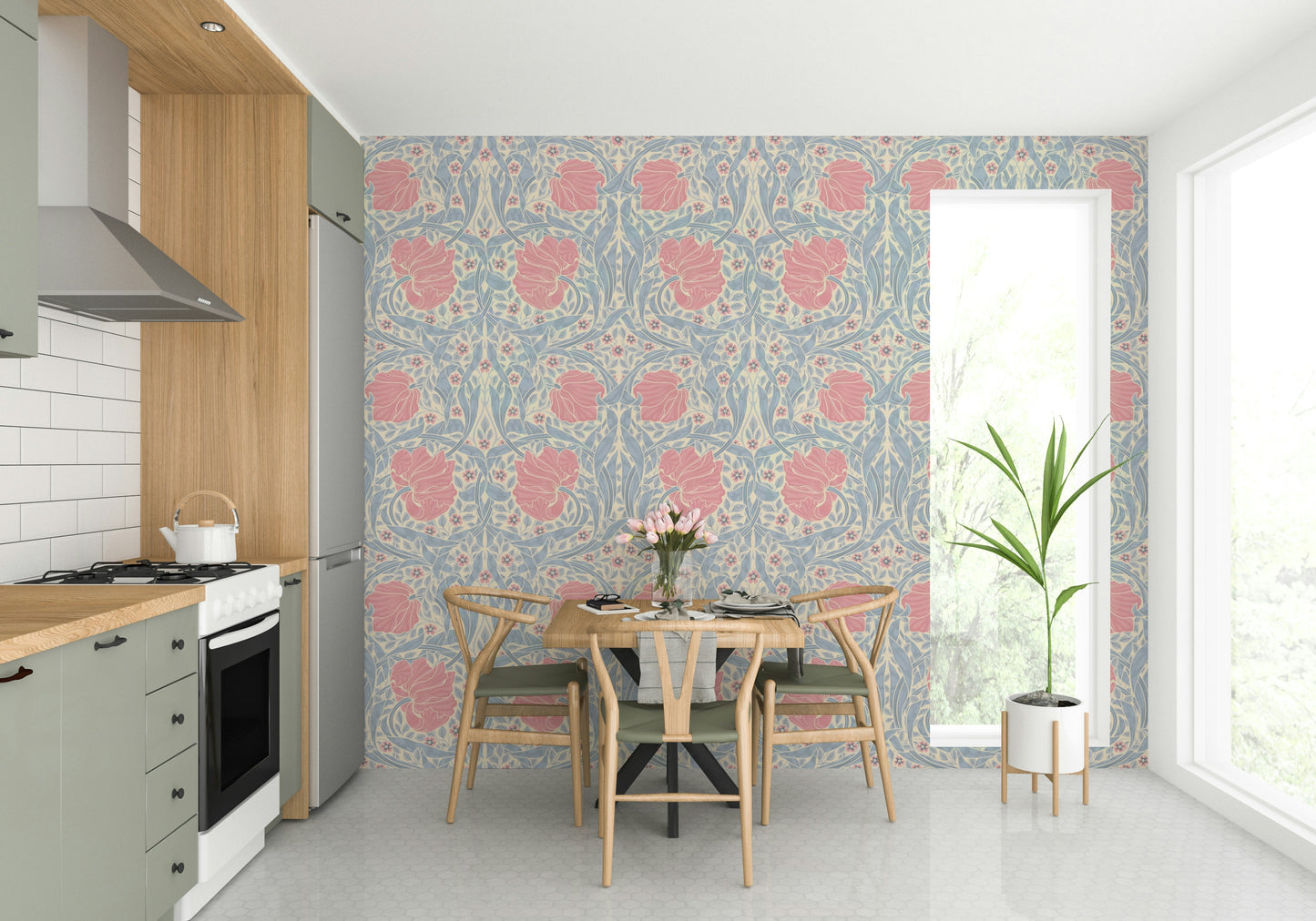 Traditional botanical wallpaper design

