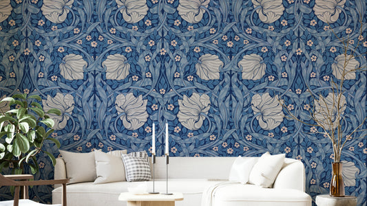 Peel and stick floral wallpaper with lush greenery

