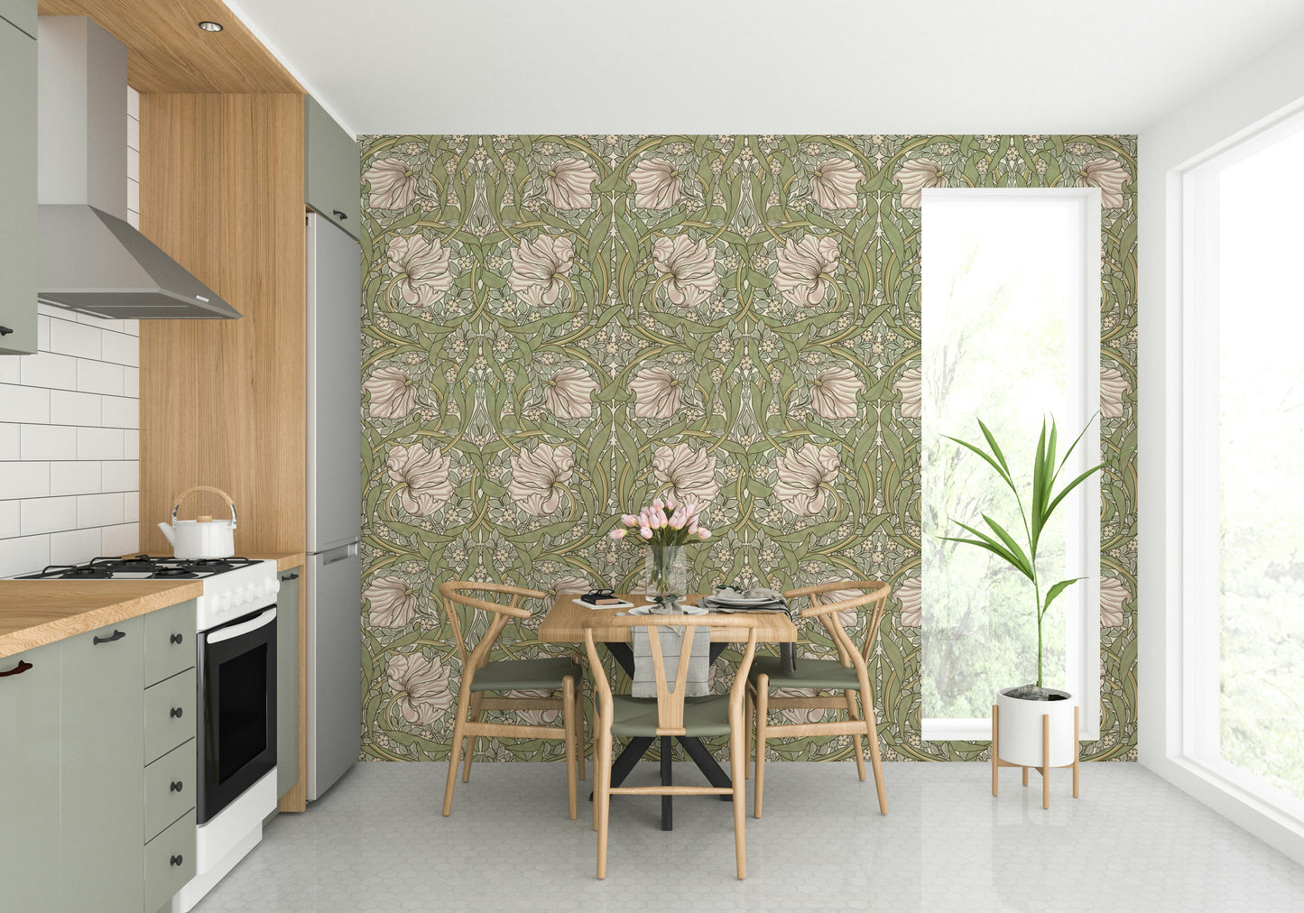 Victorian floral wallpaper design

