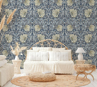 Traditional botanical wallpaper design

