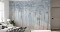 Nature-inspired Pine Forest Serenity Wall Mural with a calm woodland view.