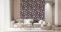 Soft pink agate motifs layered with darker edges forming a striking organic wallpaper.