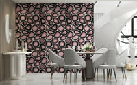 A gemstone wallpaper showcasing swirling pink agate slices with textured layers.